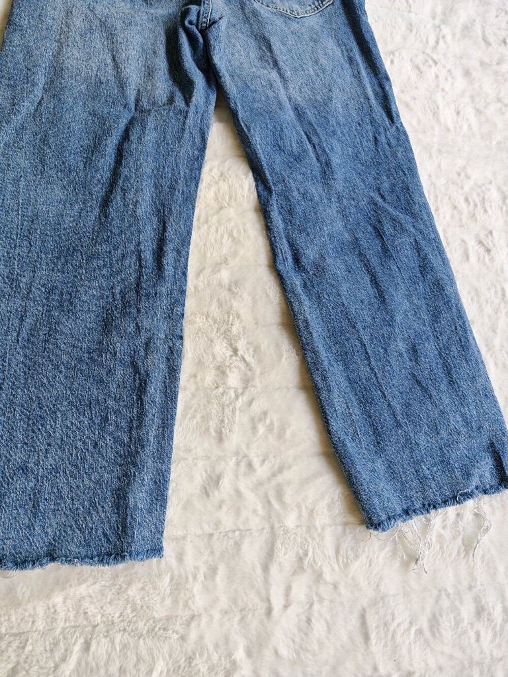 Free People We The Free Jeans 31 Wide Leg Cropped Raw Hem Distressed Boho Denim - Picture 11 of 13